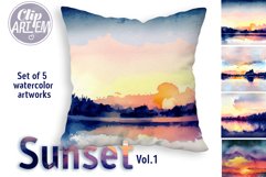 Sunset Painting Watercolor 5 JPEG Bundle Background Images Product Image 6