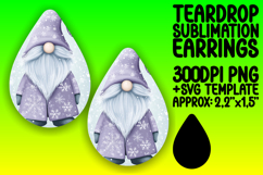 Trendy Teardrop Earrings Artwork for Sublimation , Gnome Product Image 1