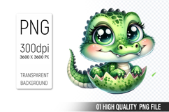 Baby Alligator Clipart, Printable Animals, Wildlife Design Product Image 1