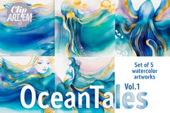 Watercolor Ocean Tales Bundle 5 JPEG Images Modern Decor Product Image 2