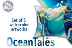 Watercolor Ocean Tales Bundle 5 JPEG Images Modern Decor Product Image 4