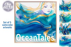Watercolor Ocean Tales Bundle 5 JPEG Images Modern Decor Product Image 5