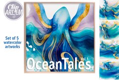 Watercolor Ocean Tales Bundle 5 JPEG Images Modern Decor Product Image 8