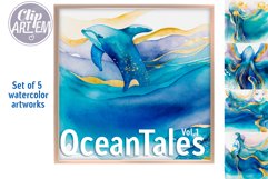 Watercolor Ocean Tales Bundle 5 JPEG Images Modern Decor Product Image 9