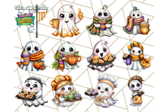 Ghost Café PNG Clipart, Cute Ghost Baristas Halloween Treats Product Image 2