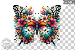 Vibrant Floral Butterfly Sublimation - Clipart PNG Design Product Image 1