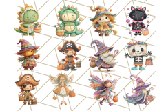 Kawaii Halloween Clipart Cute Kids and Candy Elements Png Product Image 6