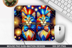 Cat Mouse Pad Sublimation, 4th Of July Mouse Pad PNG Design Product Image 1