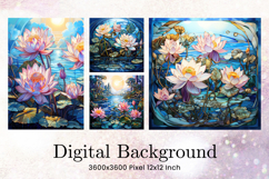Lotus Flower Background Paint Wall Art Watercolor Wallpaper Product Image 1