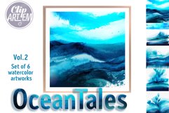 Ocean Tales Vol. 2 Watercolor Blue Sea 6 JPEG Images Set Product Image 4