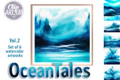 Ocean Tales Vol. 2 Watercolor Blue Sea 6 JPEG Images Set Product Image 5