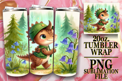 Blissful Sublimation 20oz tumbler wrap, Cute Dino Product Image 1