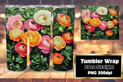 Beautiful Oil Painted Floral Tumbler Wrap for Sublimation Product Image 1