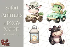 Jungle Safari Animals PNG Cute Pastel Wild Animal Clipart Product Image 1