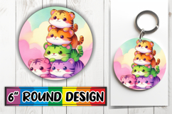 Sweet Keychain Round Design PNG, Cute Animals Product Image 1