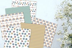 10 Boho Flowers Pattern, Boho Rainbow Digital Paper, Arrow Product Image 2