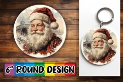 Holiday Retro PNG for Keychain Round Design Watercolor Product Image 1