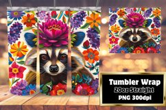Fun Flower-Embellished Raccoon Tumbler Wrap Product Image 1