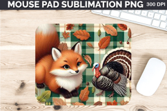 Watercolor Turkey Mouse Pad Sublimation -Thanksgiving PNG Product Image 1