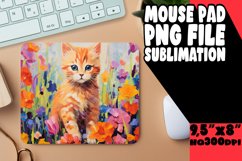 Adorable Cat and Flowers Mouse Pad Design PNG Product Image 1