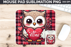 Watercolor Owls Mouse Pad Sublimation - Valentines PNG Product Image 1
