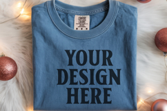 Blue Jean Comfort Colors 1717 Christmas Folded T-Shirt Mock Product Image 1