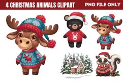 Woodland Christmas Animals Clipart PNG Product Image 1