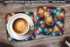 Easter Flower Coaster Sublimation, Easter Coaster PNG Design Product Image 1