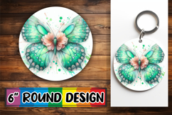 Whimsical Keychain Circle Designs PNG, Butterfly Product Image 1