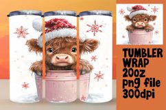 Watercolor Cute Christmas Cow Wrap - 20oz Holiday Tumbler Product Image 1