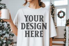 Christmas Comfort Colors 1717 White T-Shirt Mockup Real Product Image 1