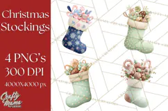 Christmas Stockings Clipart PNG, Festive Holiday Stockings Product Image 1