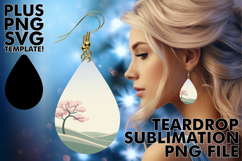 Elegant Teardrop Earrings Art PNG, Spring Product Image 1