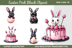 Pink Black Easter Clipart PNG Product Image 1