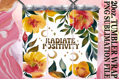 Vibrant Hearts 20oz tumbler wrap, Flower Quote Product Image 1