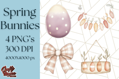 Spring Bunnies PNG Watercolor Bunny Clipart, Pastel Easter Product Image 1