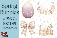 Spring Bunnies PNG Watercolor Bunny Clipart, Pastel Easter Product Image 1