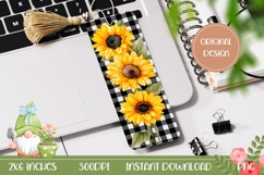 Plaid Bookmark Template, Sunflowers Bookmark Print Product Image 1