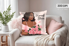 Afro Girl /Woman braided hair Pillow Design, Black Queen PNG Product Image 1
