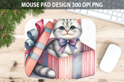 Watercolor Cat Mouse Pad Sublimation - Valentines PNG Product Image 1