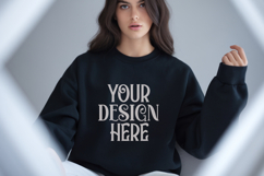Black Gildan 18000 Sweatshirt Mockup,G18000 Crewneck Sweatsh Product Image 1