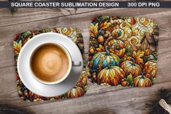 Pumpkin Coaster Sublimation, Halloween Coaster PNG Design Product Image 1
