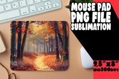Autumn Scene Mouse Pad Watercolor Sublimation Product Image 1