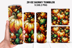 Pumpkins Skinny Tumbler 20oz Wrap Design, Halloween Tumbler Product Image 1