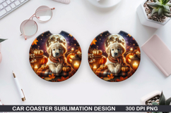 Halloween Dog Car Coaster Sublimation| Halloween Coaster PNG Product Image 1
