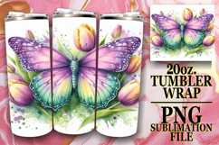 Serene days 20oz tumbler wrap, Butterfly Product Image 1