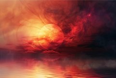 Surreal fiery sunset over water Product Image 1