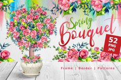 Spring bouquet PNG watercolor set  Product Image 1