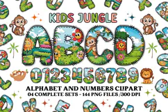 Kids Jungle Alphabet clipart, kids jungle letters doodle Product Image 1