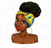 Black Woman Afro Head Wraps African American Clipart PNG Product Image 4
